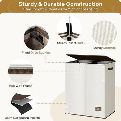 SOLEDI Luxury Double Laundry Hamper - Image 6