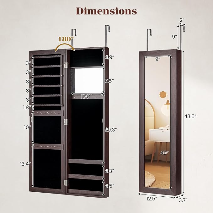 Giantex Wall Mounted Jewelry Cabinet - Image 7