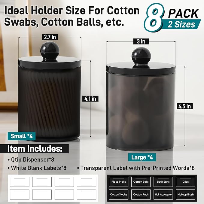 8 Pack Acrylic Qtip Holder Dispenser - Image 3