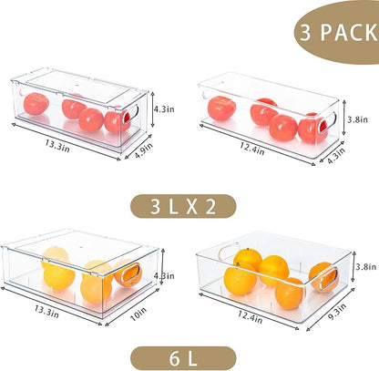 MineSign Set of 3 Stackable Refrigerator Organizer Bins Pull-Out Drawers - Image 3