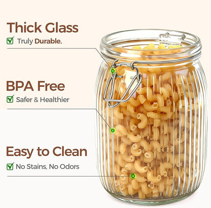 ComSaf Airtight Glass jar with lid 34oz Set of 3, Glass Storage Containers with - Image 4