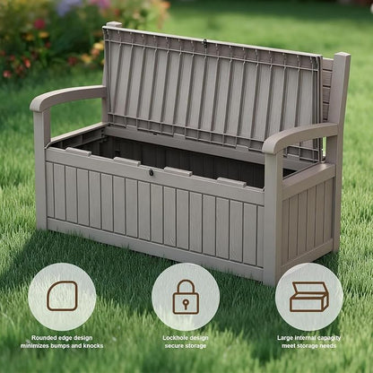 EasyUp 100 Gallon Outdoor Storage Bench, Waterproof Resin Deck Box - Image 6
