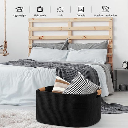 danpinera Large Woven Basket, 108 L Blanket Basket - Image 9