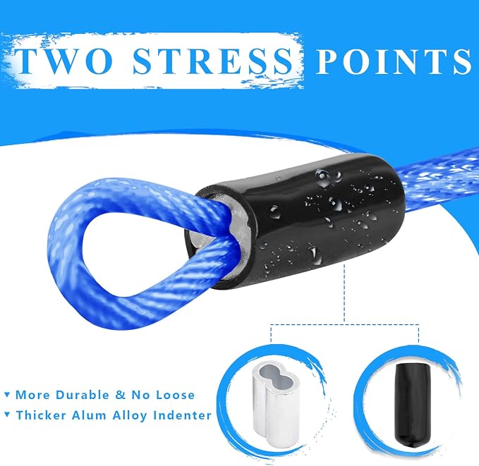 40ft Clothes Line Outdoors 3/16" Wire Ropes Blue PVC Coating Laundry Drying - Image 6