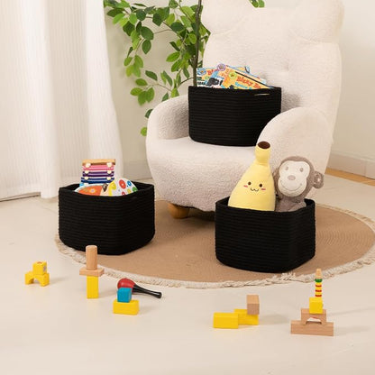 OIAHOMY 9”x9”x7” Storage Cubes, Cotton Rope Woven Baskets - Image 4