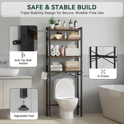 GloTika 4-Tier Over The Toilet Storage, 69.3" H, 150lb Capacity, Carbon Steel - Image 5