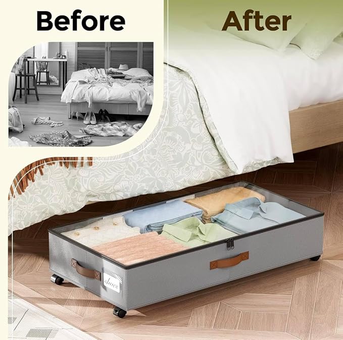 Under Bed Storage with Wheels, Rolling Underbed Metal Drawer, Low-Profile - Image 7