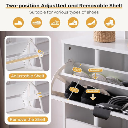 oakvivo Shoe Cabinet Storage, Farmhouse Freestanding Organizer - Image 5