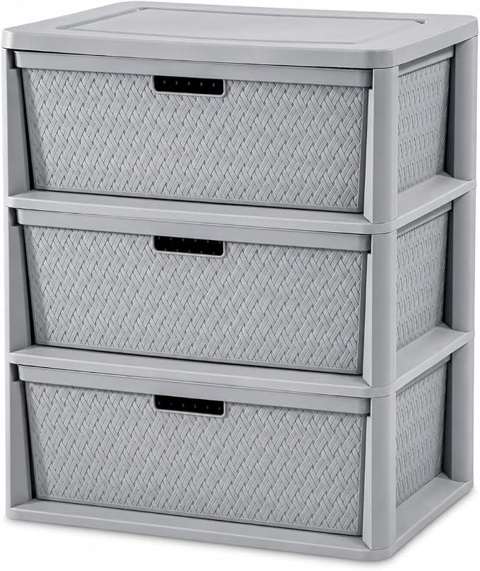 Wide 3-Drawer Plastic Storage Tower by Unknown