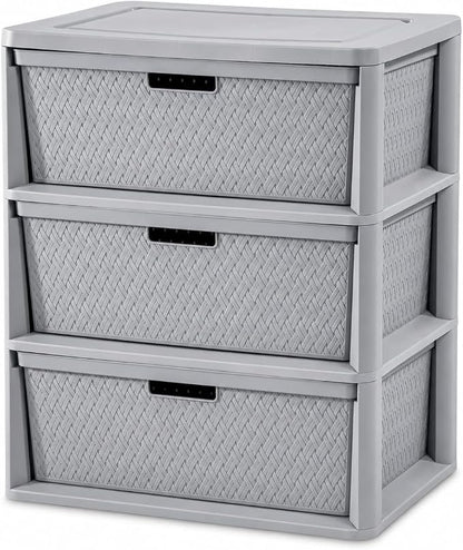Wide 3-Drawer Plastic Storage Tower by Unknown