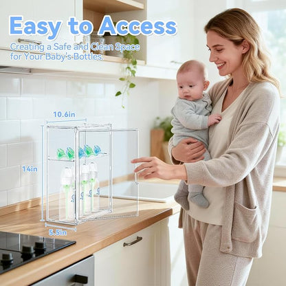 Baby Bottle Storage Organizer for Countertop, Medium Clear Bottle Organizer - Image 3