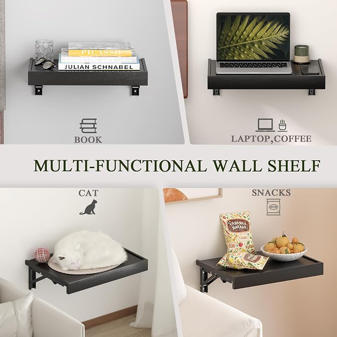 TEAMIX Wall Mounted Folding Bedside Shelf, 16.5''x12'' Space Saving Bed Side - Image 5