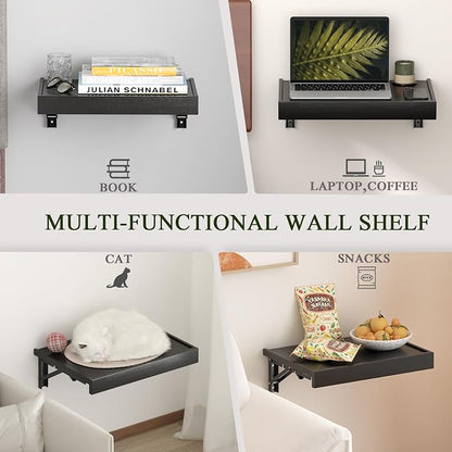 TEAMIX Wall Mounted Folding Bedside Shelf, 16.5''x12'' Space Saving Bed Side - Image 5