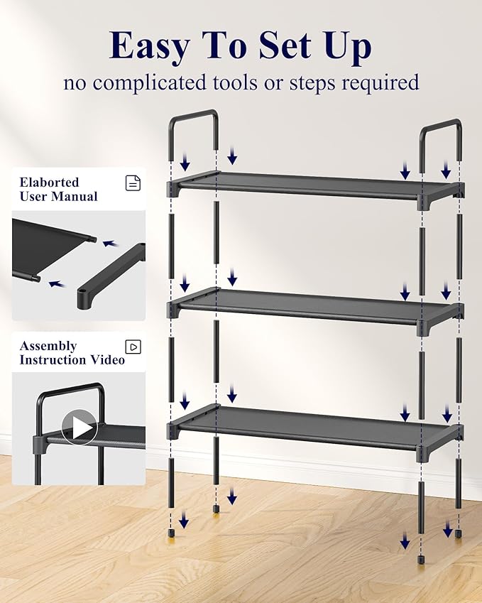 Kitsure Shoe Rack for Closet, Sturdy Shoe Storage for Entryway, Space-Saving - Image 6
