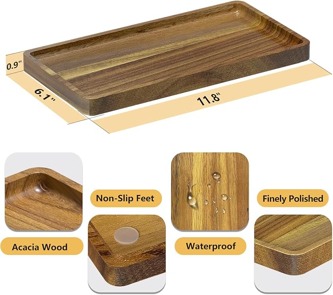 WEENSON Acacia Wood Bathroom Vanity Tray - Image 3