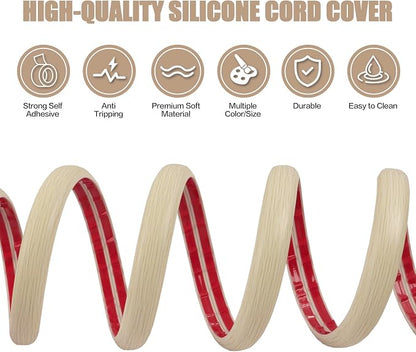 Floor Cord Cover Self Adhesive Cord Hider, 10FT Cable Management, Extension - Image 3