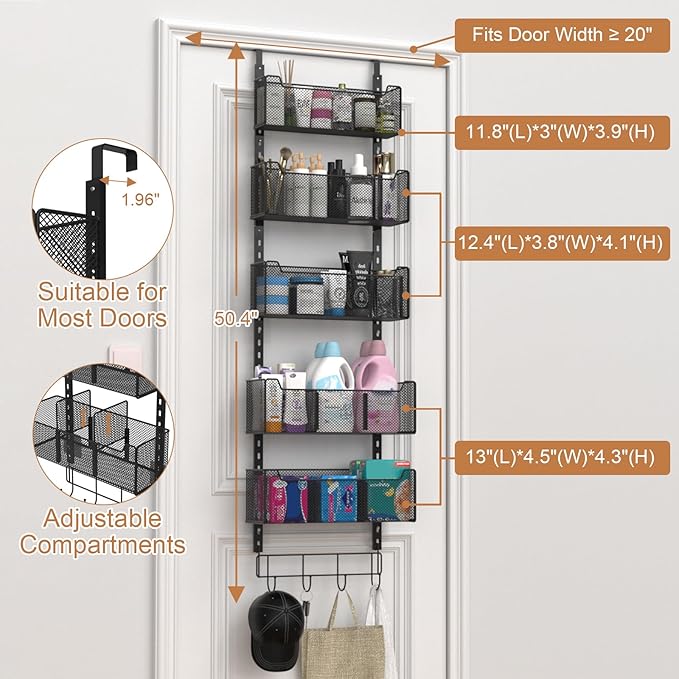 VyGrow Over The Door Organizer, Metal Door Organizer Hanging - Image 3