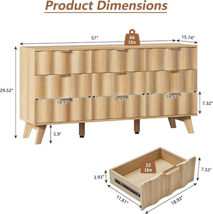 9 Drawer Dresser, Modern Fluted Storage Dresser - Image 2