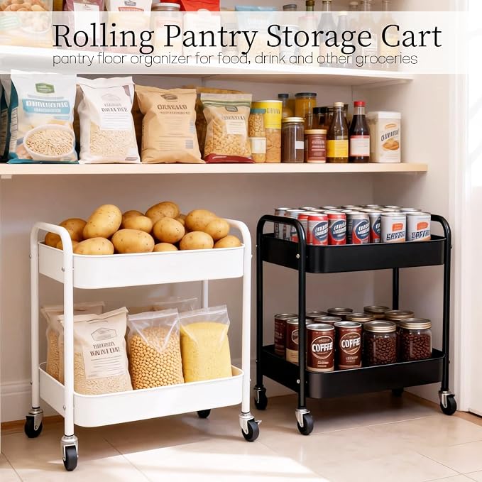 Under Desk Storage Cart 2 Tier Utility Rolling Cart - Image 3