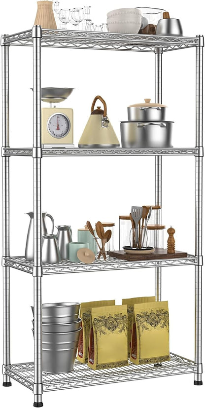 Metal Shelving Unit 4 Tier Storage Shelves Rack Metal Shelf Adjustable Wire by HeavyDutyStorageShelves