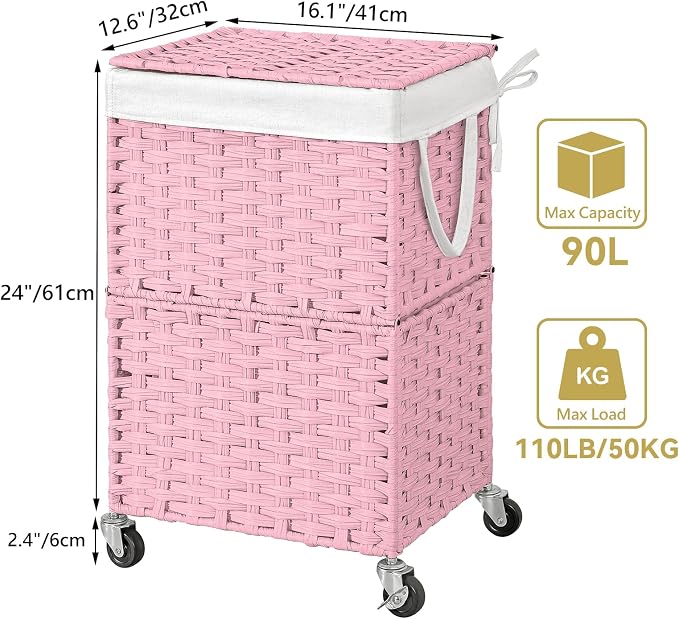 Chrislley 90L Slim Laundry Hamper - Image 3