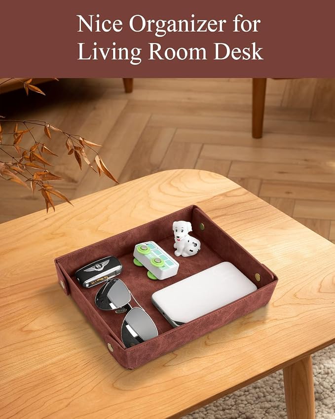 CASIRENA Father's Day Gifts Faux Leather Valet Tray Organizer - Image 7