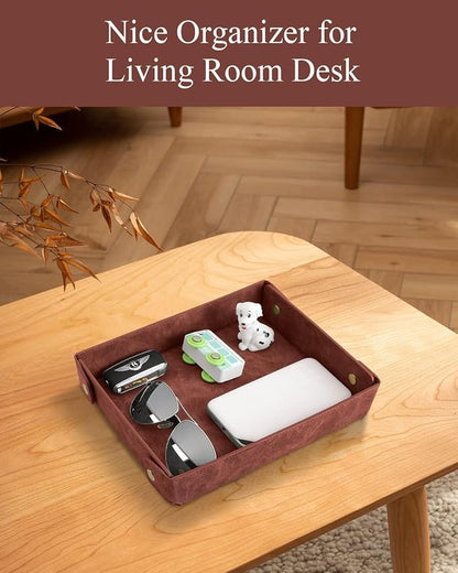 CASIRENA Father's Day Gifts Faux Leather Valet Tray Organizer - Image 7