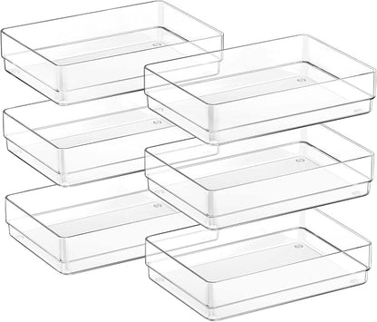 SMARTAKE 6 PCS Clear Plastic Kitchen Large Size Drawer Organizers Set | by SMARTAKE