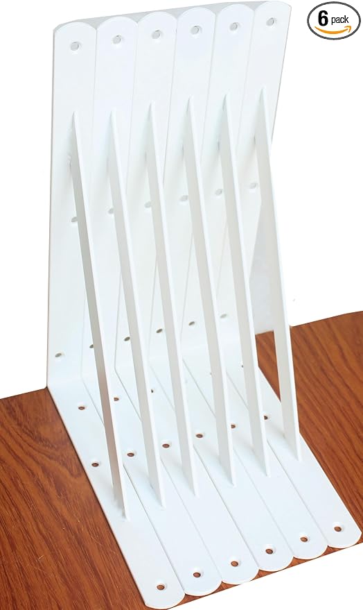 6 Pack L10 x H 8" White Heavy Duty Shelf Brackets by MHMYDZ