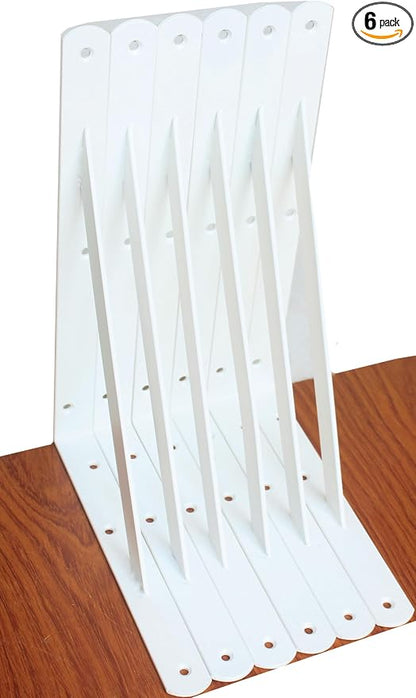 6 Pack L10 x H 8" White Heavy Duty Shelf Brackets by MHMYDZ