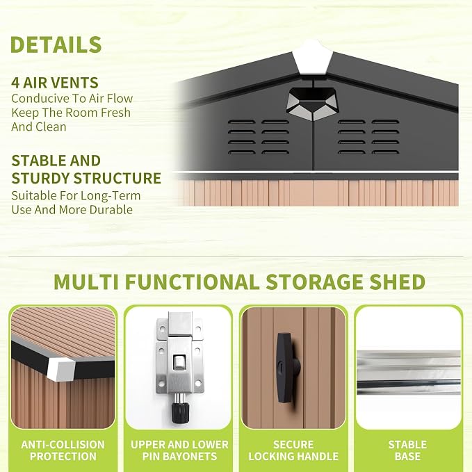 Metal Storage Shed, Outdoor Storage Building 8x6, Large Backyard Shed - Image 4
