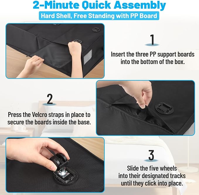 Under Bed Storage with Wheels, Quick Assembly Underbed Shoe Storage Containers - Image 6