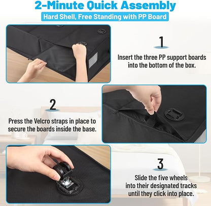 Under Bed Storage with Wheels, Quick Assembly Underbed Shoe Storage Containers - Image 6