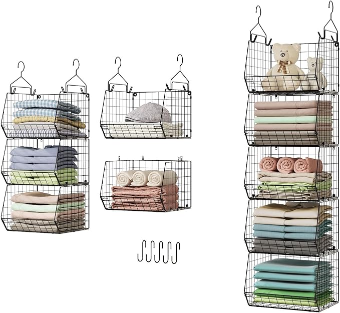X-cosrack 5 Tier Closet Hanging Organizer, Clothes Hanging Shelves by X-cosrack