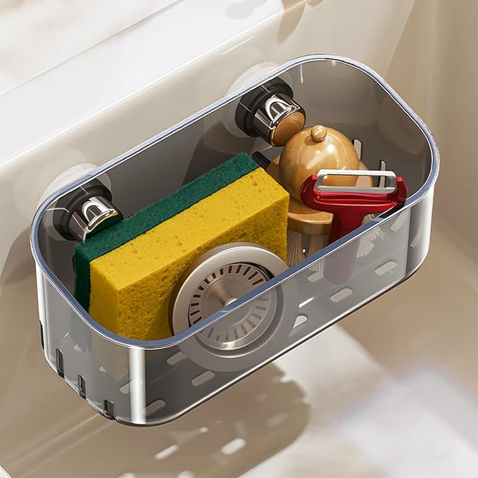 Sponge Holder with Strong Suction Cup, Dish Sponge Caddy Inside Sink Removable by GHYFFF
