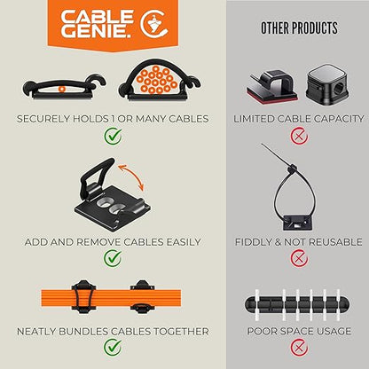 10-Pack Adjustable Elastic Adhesive Cable Clips, Wire Management Holder - Image 4