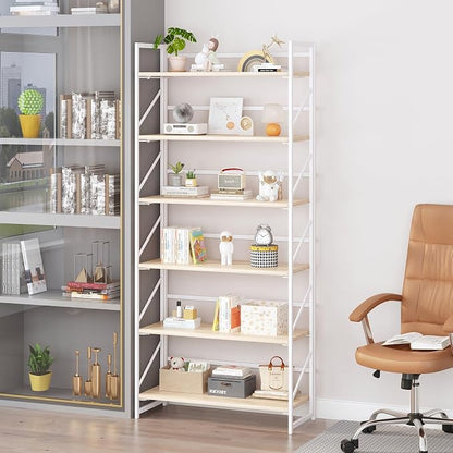 JSB 6 Tier No Assembly Folding Bookshelf, 30.7" Wide Foldable Storage Bookcase - Image 5