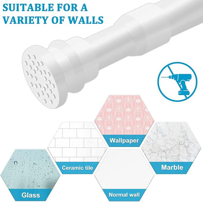 Spring Tension Curtain Rod 43-75 Inches White, Adjustable Extension Shower - Image 4