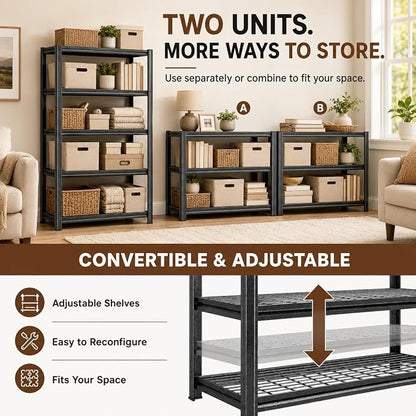 Heavy Duty Metal Bookshelf Adjustable Storage Shelving Unit - Image 9