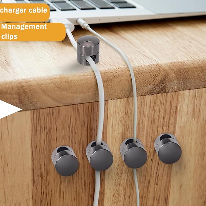 6 Sets Charger Cord Holder, Glossy Black Metal Adhesive Cable Management Clips - Image 6