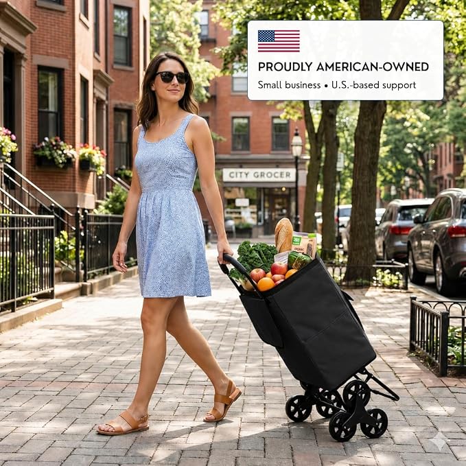 Shopping Cart, Super Loading Stair Climber 220 lbs Capacity, Grocery Foldable - Image 2