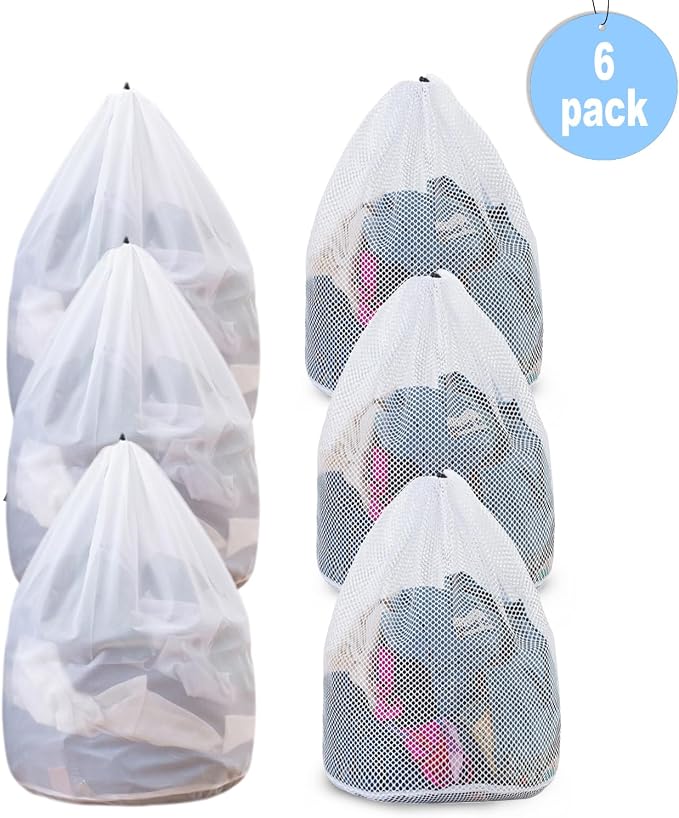 Extra Large Mesh Laundry Bags Washing Bag 6Pack Delicates Bag and Zipper - Image 3