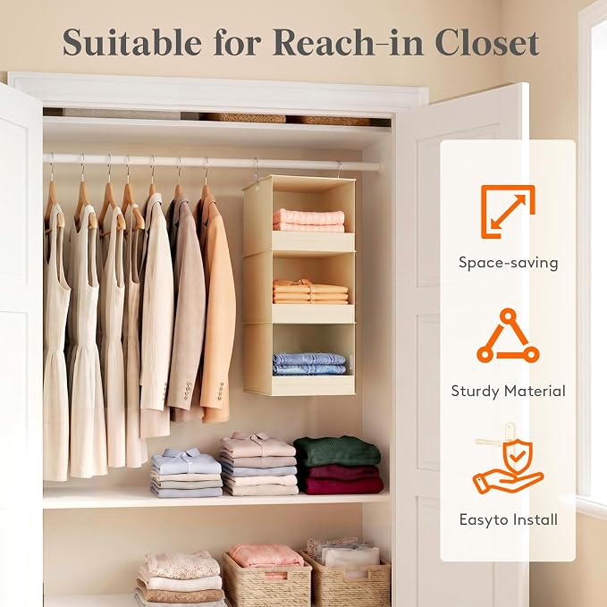 Lifewit 3 Tier Hanging Closet Organizer and Storage, Foldable Hanging Closet - Image 4