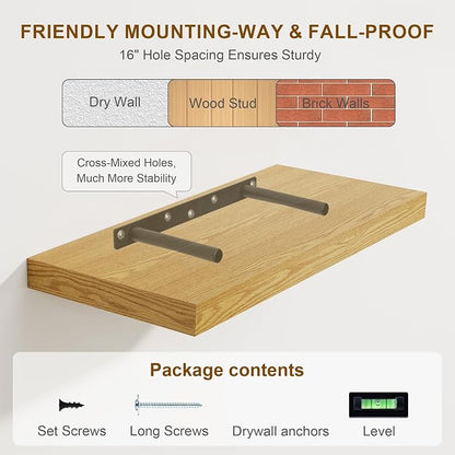 30 Inch Floating Shelves, Rustic Floating Wall Shelves 8 Inch Deep, 30 x 8 - Image 7