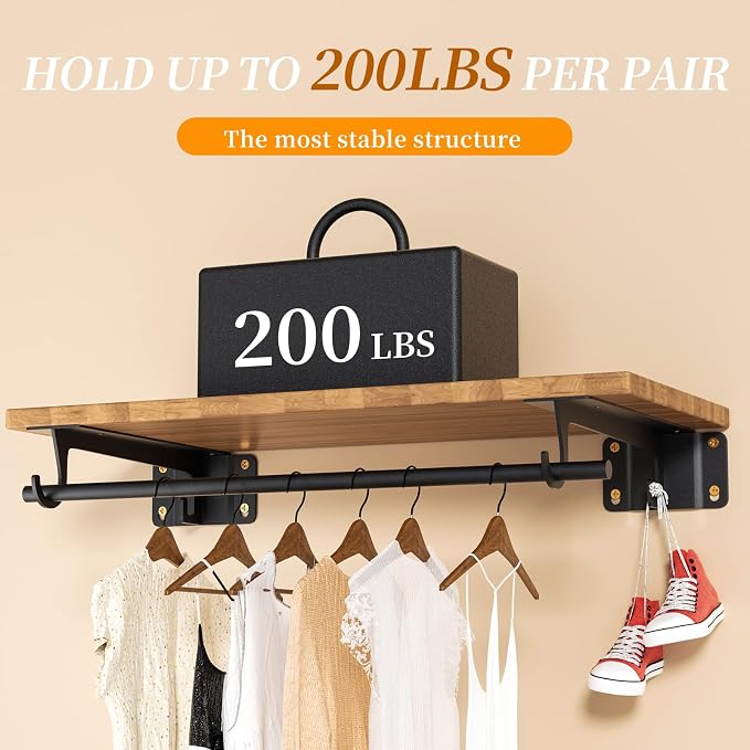 Closet Rod Support Bracket WYGWP Heavy Duty Closet Shelf Brackets Supports - Image 4