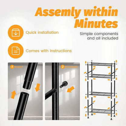 Abiglifty Storage Shelves, 4-Tier Wire Shelving, Metal Shelving - Image 4