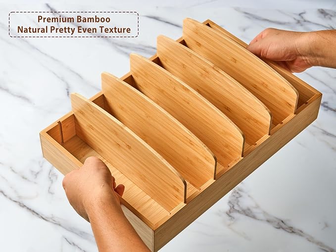 Extra Large Bamboo Food Container Lid Organizer - Image 3