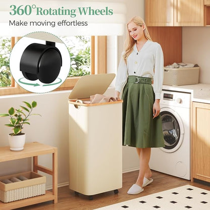 Yecaye 100L Large Capacity Laundry Hamper – Foldable Rolling Laundry Basket - Image 5