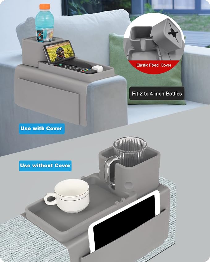 Silicone Couch Cup Holder, VIENFUT Anti-Spill and Anti-Slip Sofa Armrest Tray - Image 6