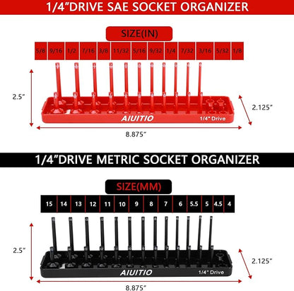 8 Piece Metric & SAE Socket Organizer Tray Set, 3/8-Inch & 1/2-Inch Drive - Image 6